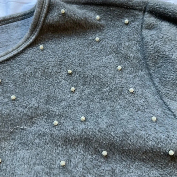 Zara Trafaluc Gray Pearl fleece long bell sleeve Size large - Picture 4 of 6